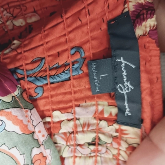 100% Cotton Twenty one Orange floral Mini Skirt Size L with pockets - Picture 6 of 9